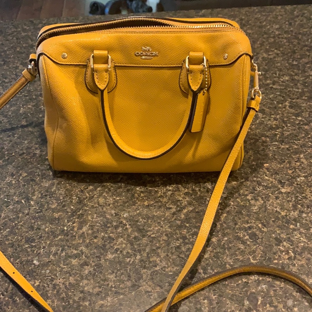Mustard yellow coach purse